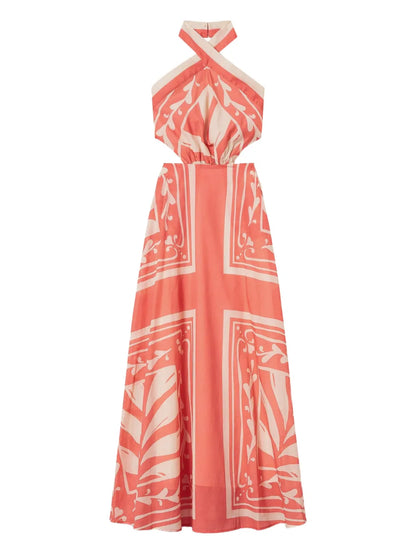 Printed Halterneck Maxi Dress