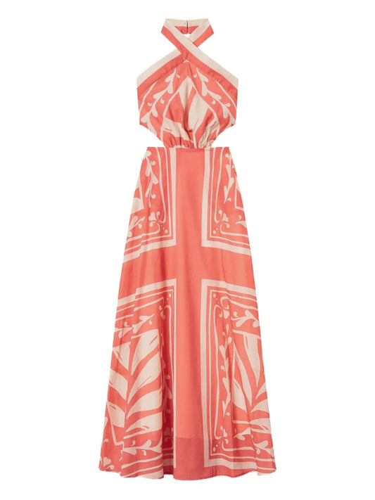 Printed Halterneck Maxi Dress