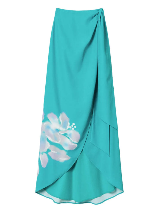 Floral-Print Wrap Skirt