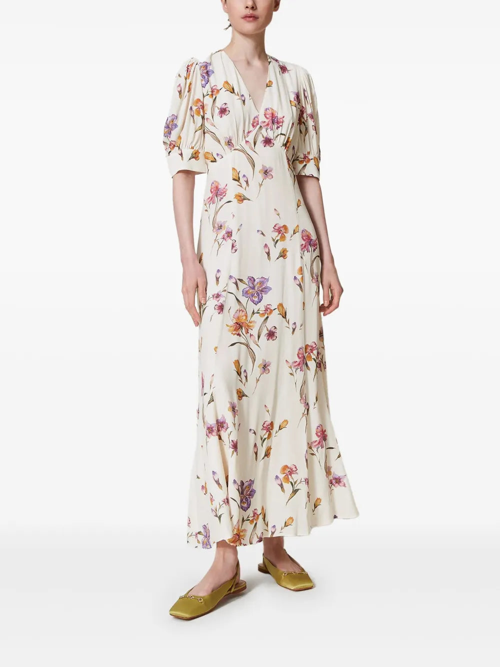 Floral-Print Crepe Dress