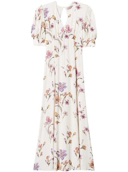 Floral-Print Crepe Dress