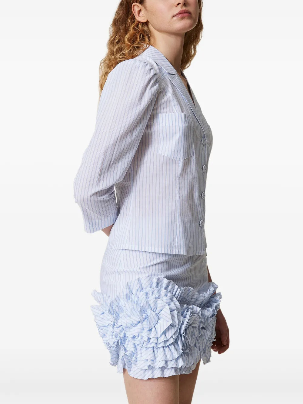 Pinstriped Button-Up Shirt