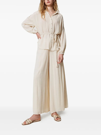 Crepon Palazzo Trousers