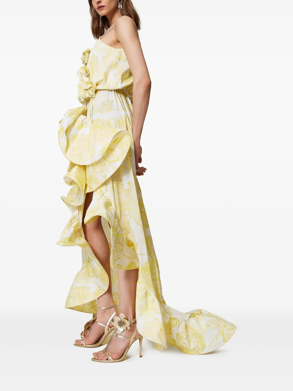 Floral-Print Ruffled Dress