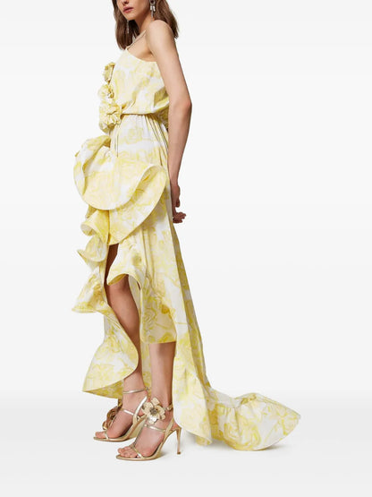 Floral-Print Ruffled Dress