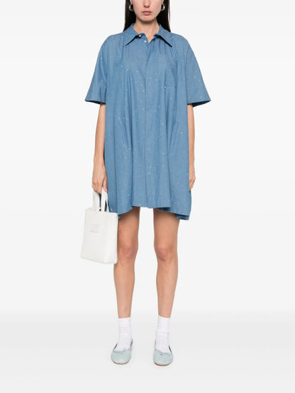 Rhinestone-Embellished Shirt Dress
