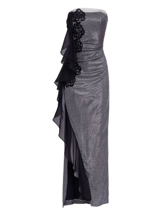 Lurex Strapless Gown
