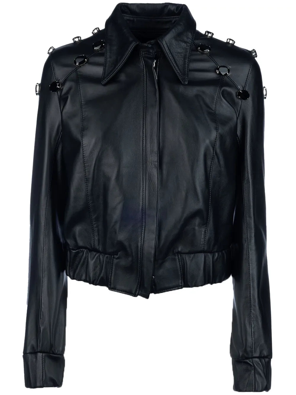 Rhinestone-Studded Leather Jacket
