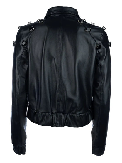 Rhinestone-Studded Leather Jacket