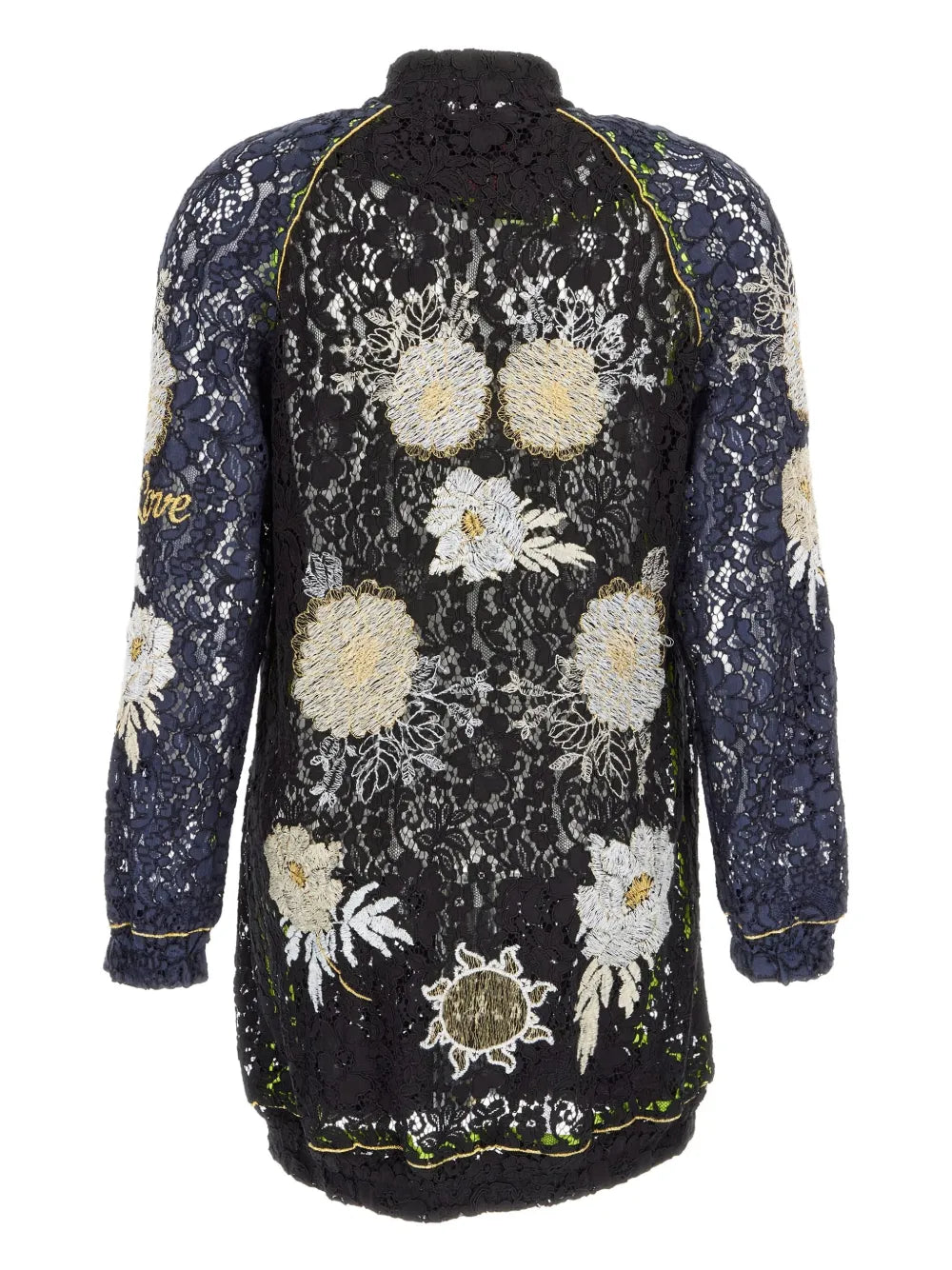 Embroidered-Lace Bomber Jacket