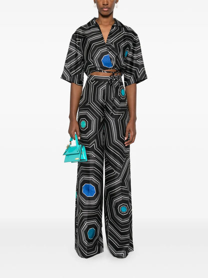 Geometric-Print Trousers
