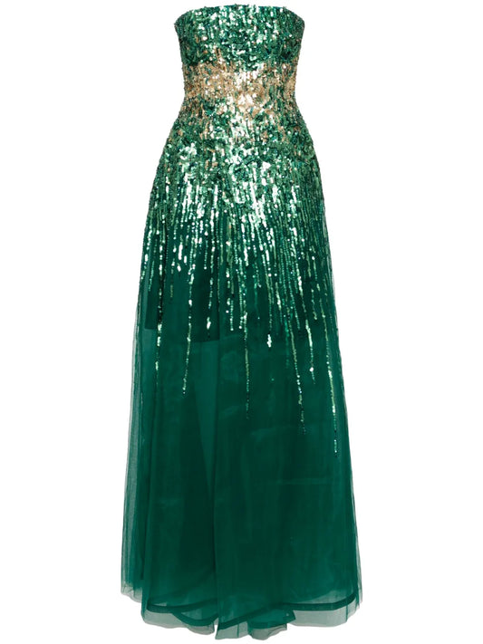 Embroidered Strapless Dress