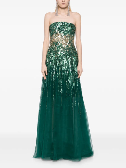 Embroidered Strapless Dress
