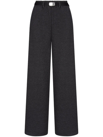 Belted French-Terry Trousers