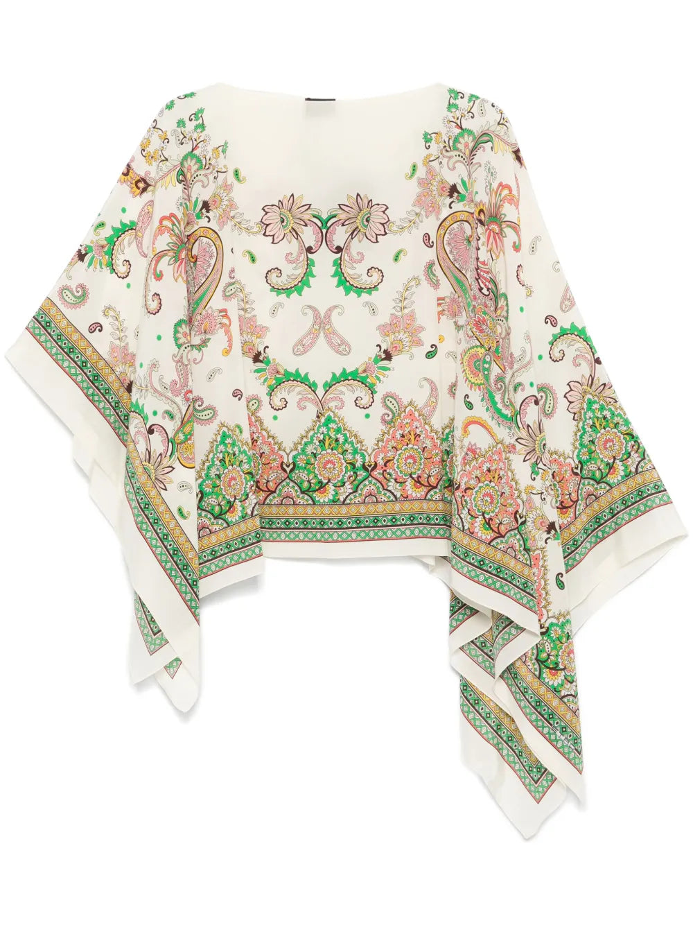Paisley-Print Silk Poncho