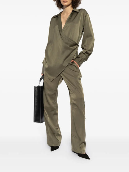 Satin Straight-Leg Trousers