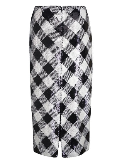 Sequinned Check Skirt