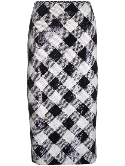 Sequinned Check Skirt