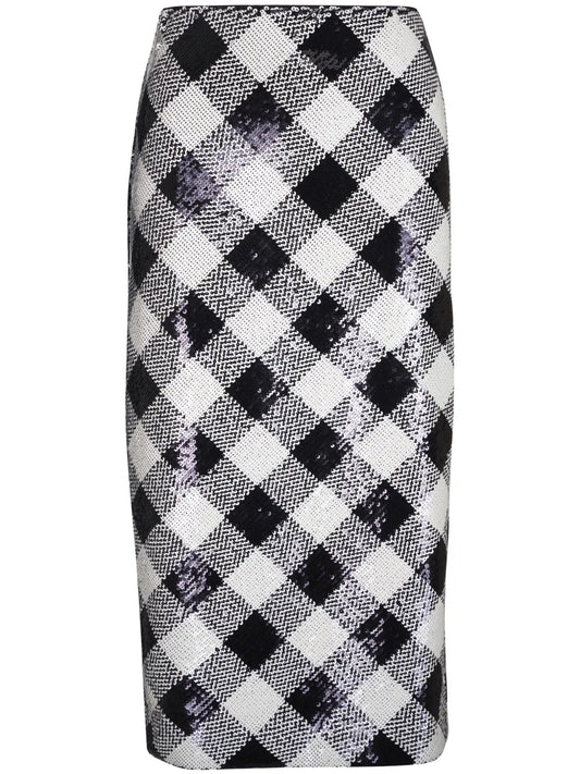 Sequinned Check Skirt