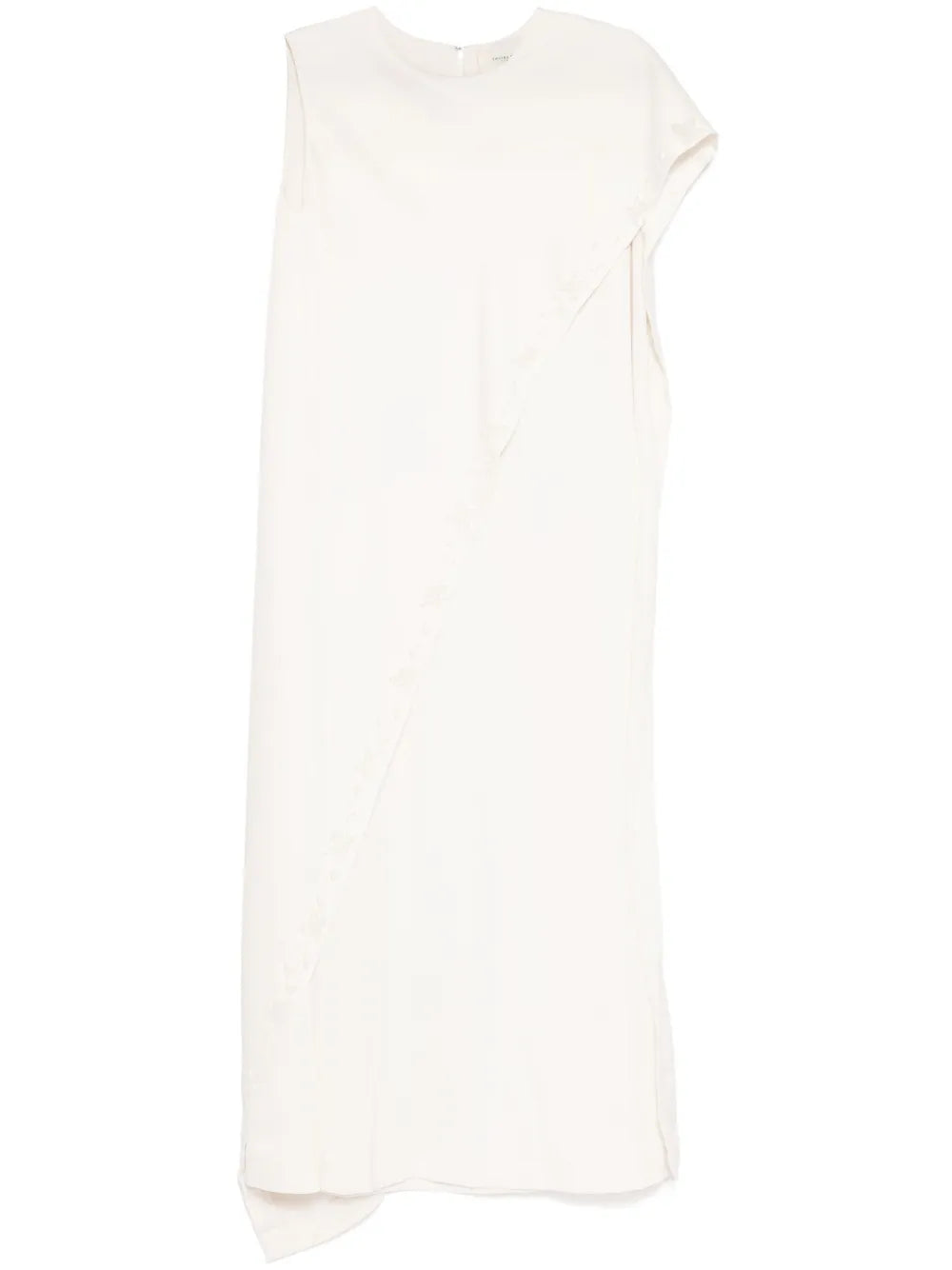 Embellished Asymmetric Shawl Drape Dress
