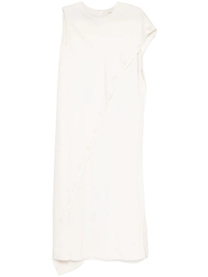 Embellished Asymmetric Shawl Drape Dress