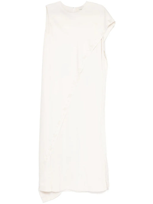 Embellished Asymmetric Shawl Drape Dress