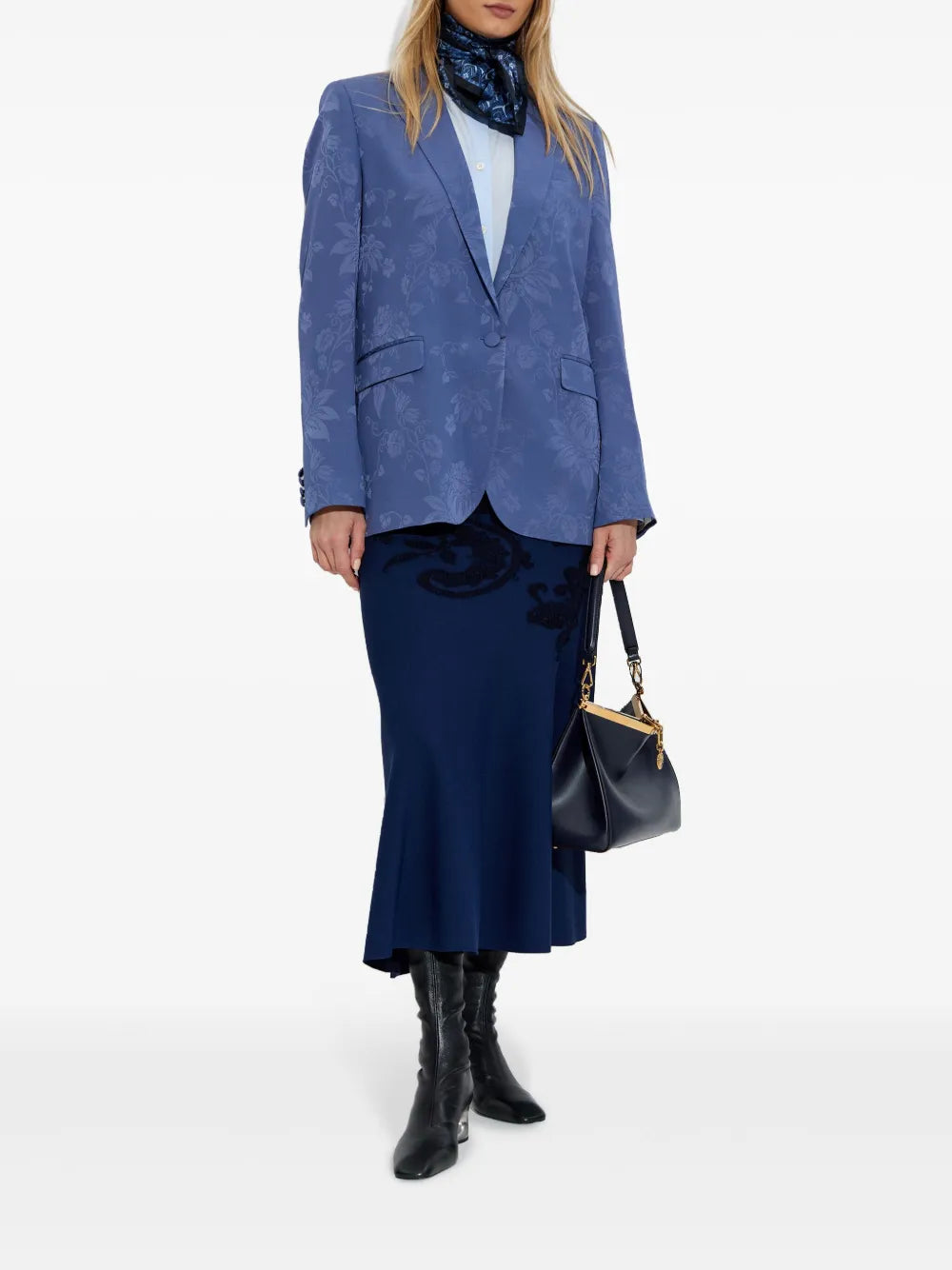 Floral-Jacquard Blazer