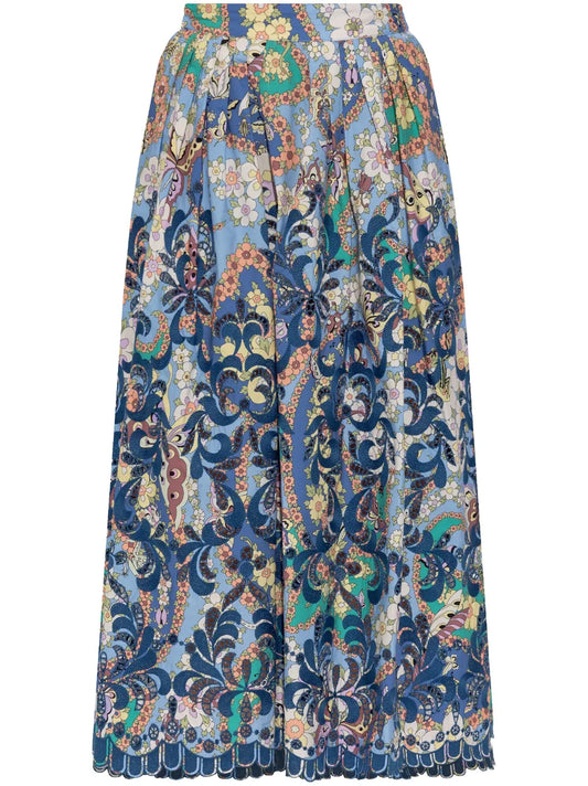 Floral-Print Midi Skirt
