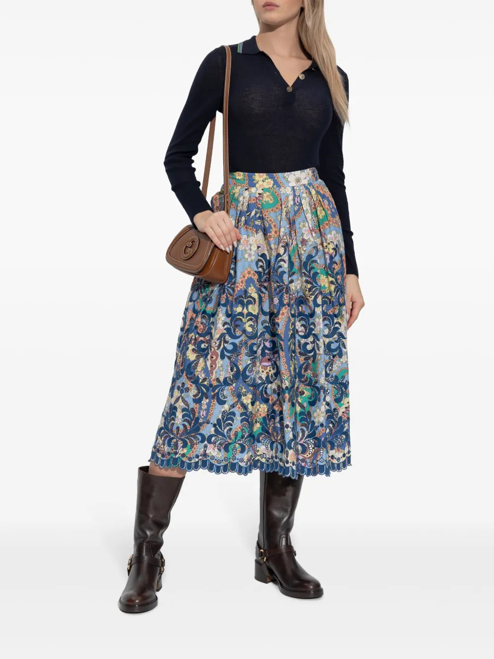 Floral-Print Midi Skirt
