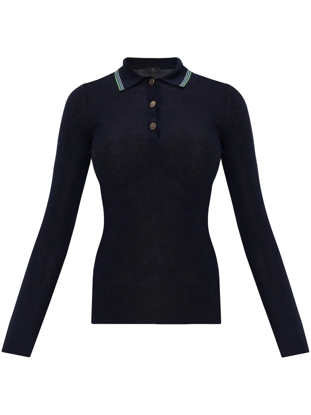 Striped-Border Polo Jumper