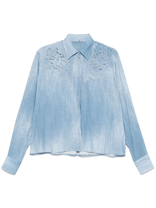 Floral-Appliqué Shirt