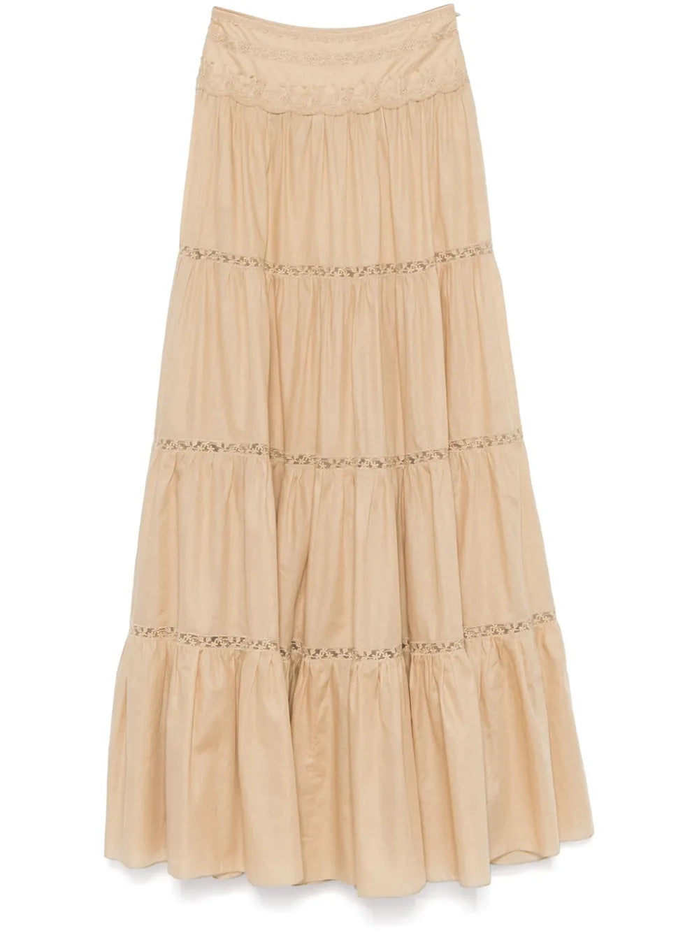 Floral-Embroidered Maxi Skirt