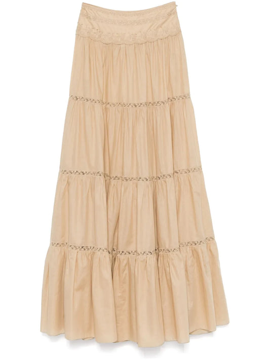 Floral-Embroidered Maxi Skirt