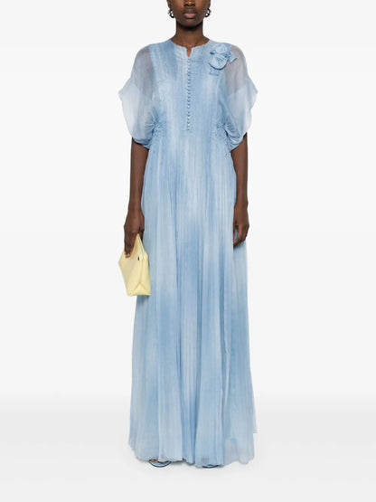 Floral-Appliqué Maxi Dress