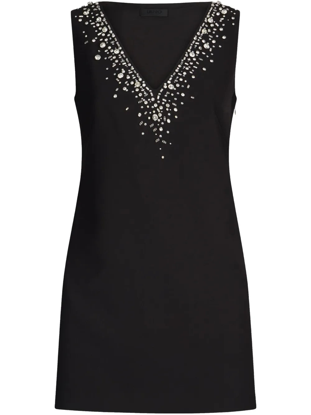 Rhinestone-Embellished Crepe Dress