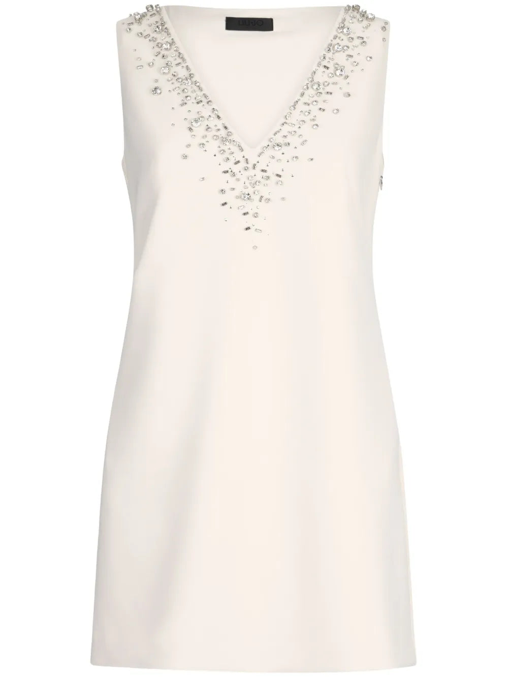 Rhinestone-Embellished Crepe Dress