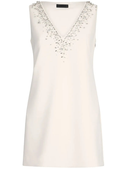 Rhinestone-Embellished Crepe Dress