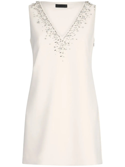 Rhinestone-Embellished Crepe Dress