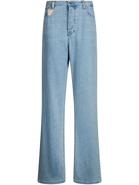 Bejewelled-Charm Straight-Leg Jeans