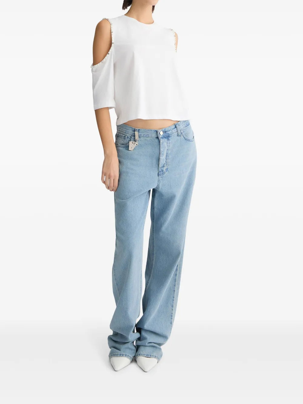 Bejewelled-Charm Straight-Leg Jeans