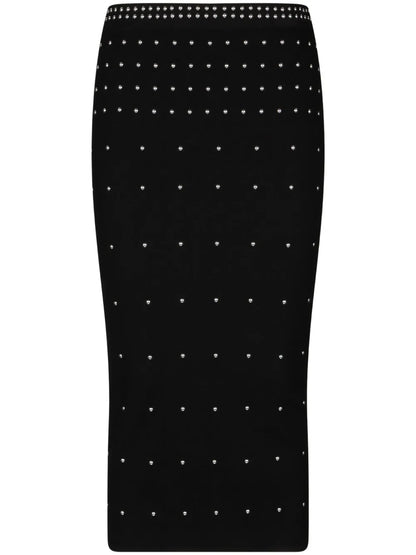 Stud-Embellished Midi Skirt