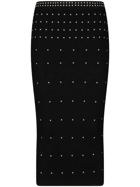 Stud-Embellished Midi Skirt