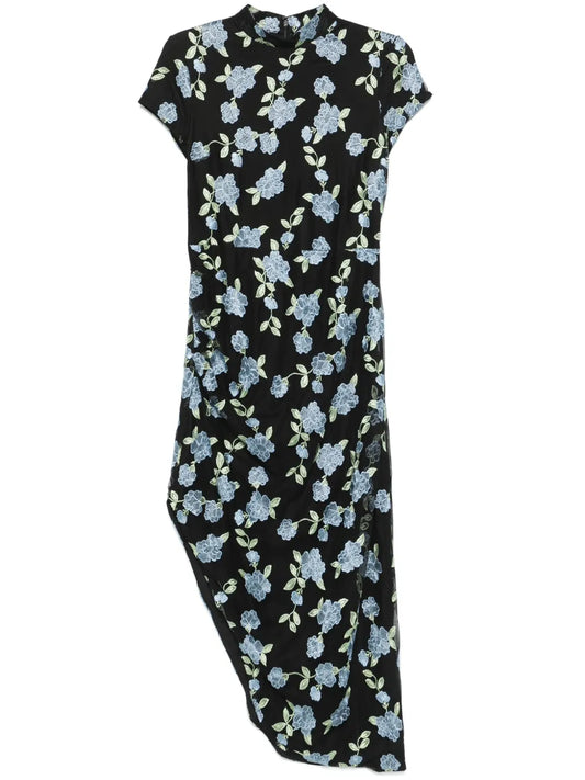 Mesh Asymmetric Maxi Dress