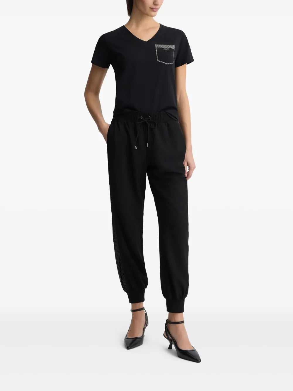 Sequin-Embellished Track Pants