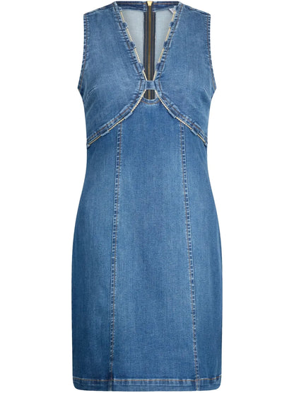 Chain-Detail Denim Mini Dress