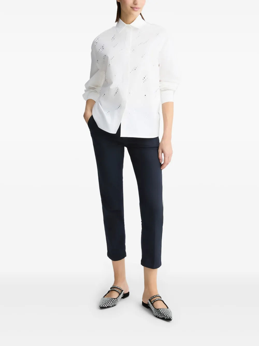 Rhinestone Poplin Shirt