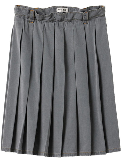 Pleated Chambray Skirt