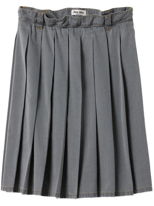 Pleated Chambray Skirt