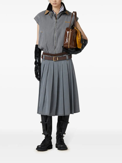 Pleated Chambray Skirt