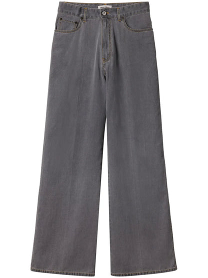 Logo-Embroidered Wide-Leg Jeans
